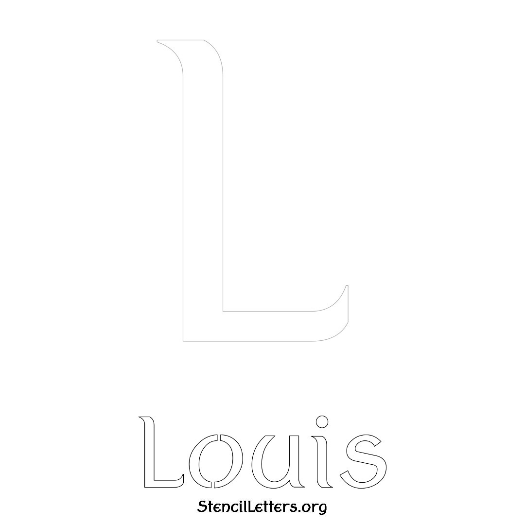 Louis printable name initial stencil in Ancient Lettering