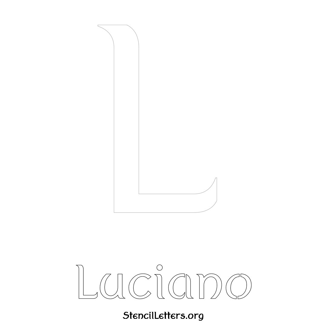 Luciano printable name initial stencil in Ancient Lettering