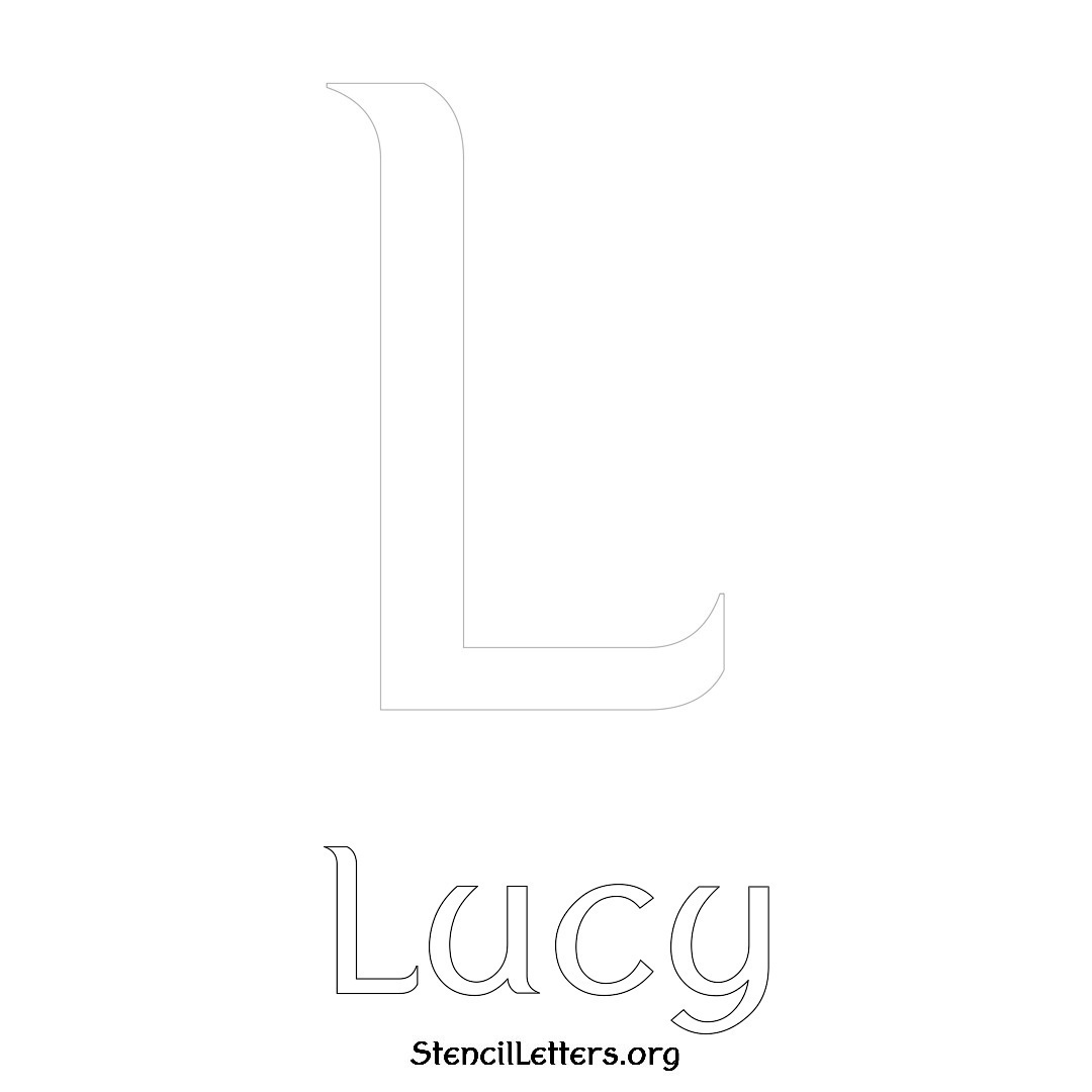 Lucy printable name initial stencil in Ancient Lettering