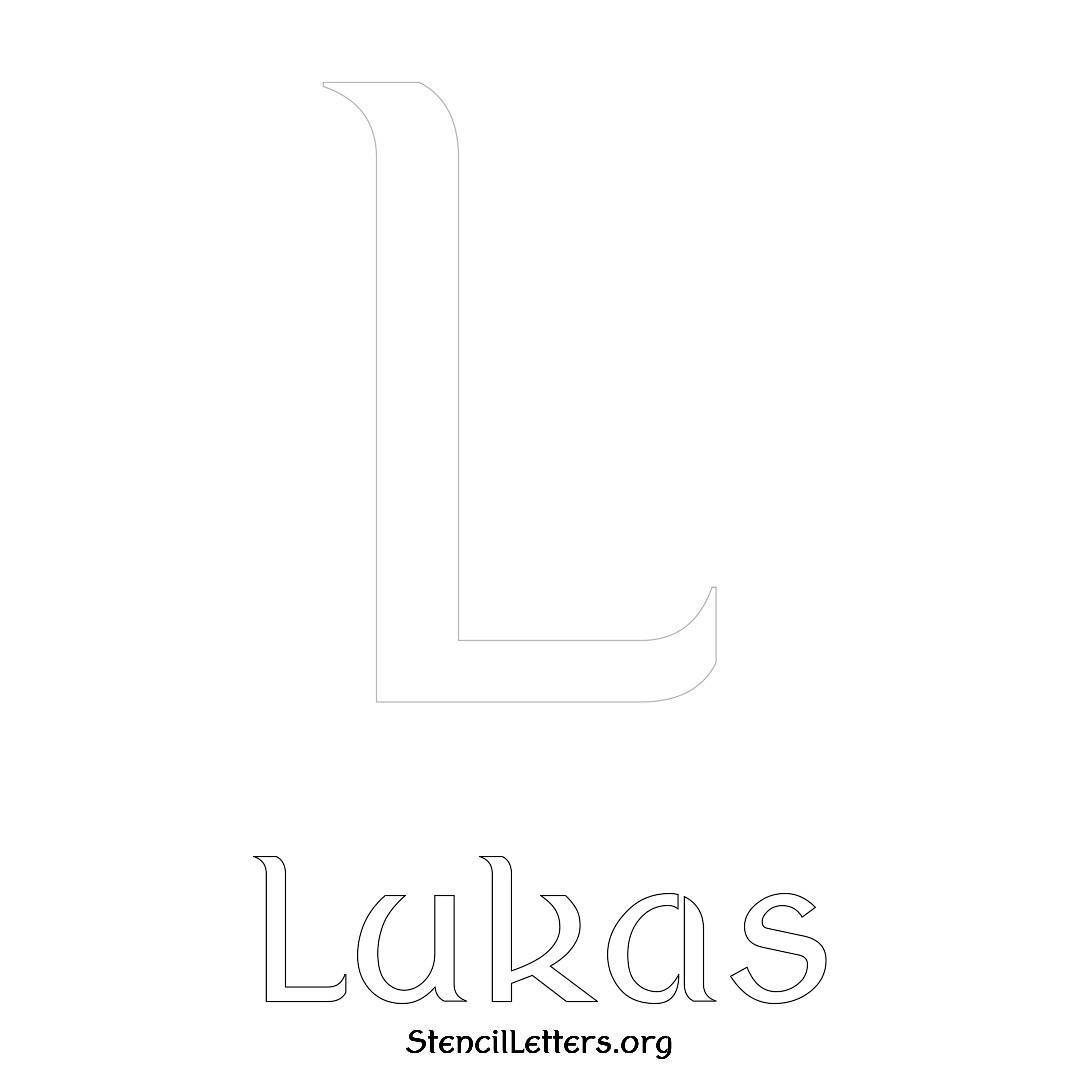 Lukas printable name initial stencil in Ancient Lettering