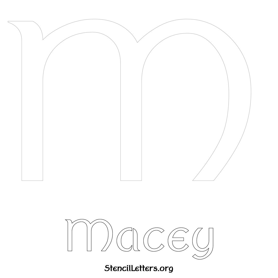 Macey printable name initial stencil in Ancient Lettering