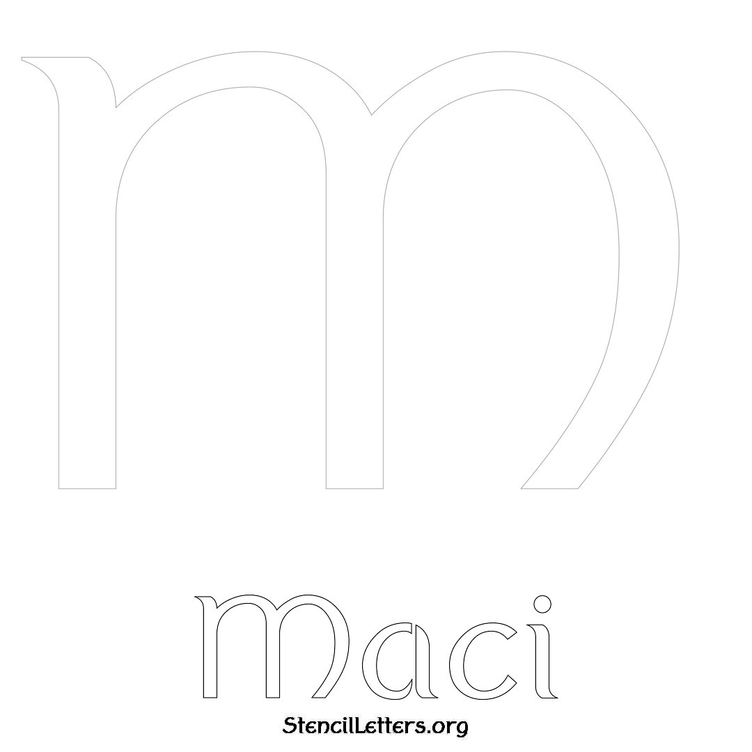 Maci printable name initial stencil in Ancient Lettering
