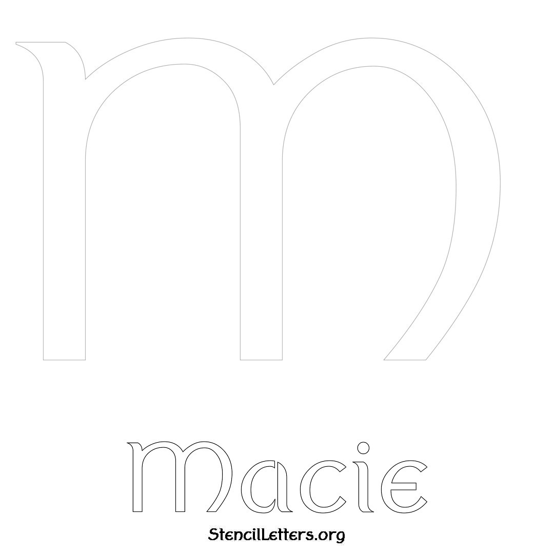 Macie printable name initial stencil in Ancient Lettering