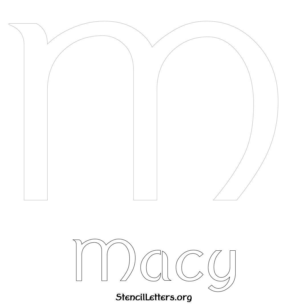 Macy printable name initial stencil in Ancient Lettering