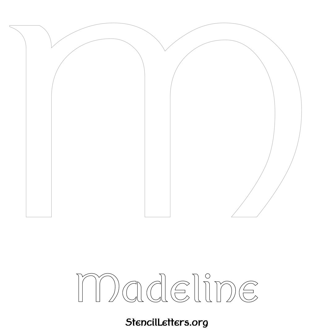 Madeline printable name initial stencil in Ancient Lettering