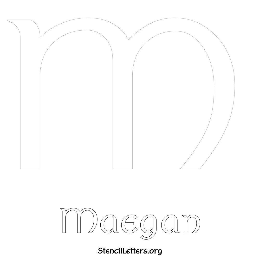 Maegan printable name initial stencil in Ancient Lettering