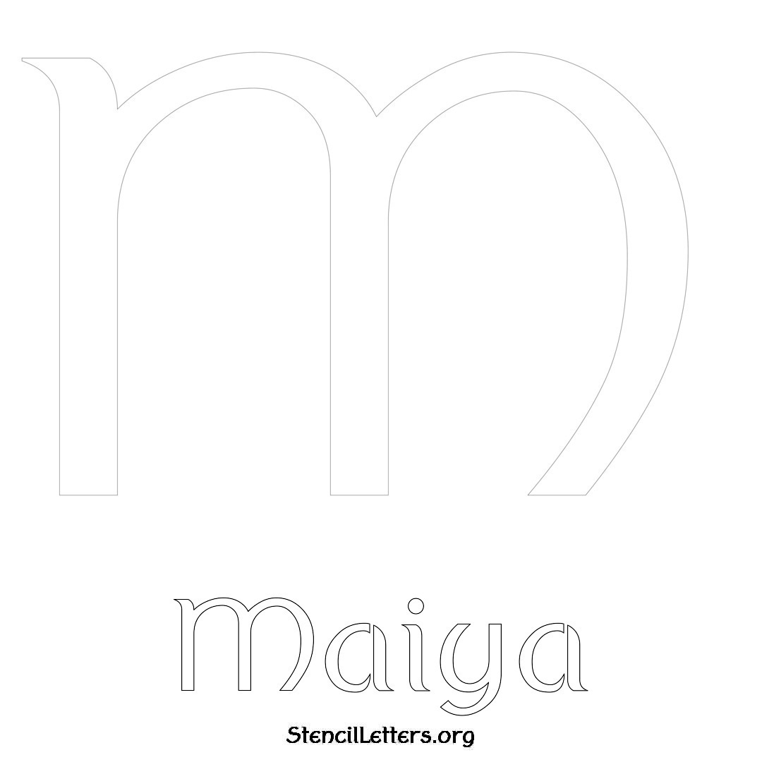 Maiya printable name initial stencil in Ancient Lettering