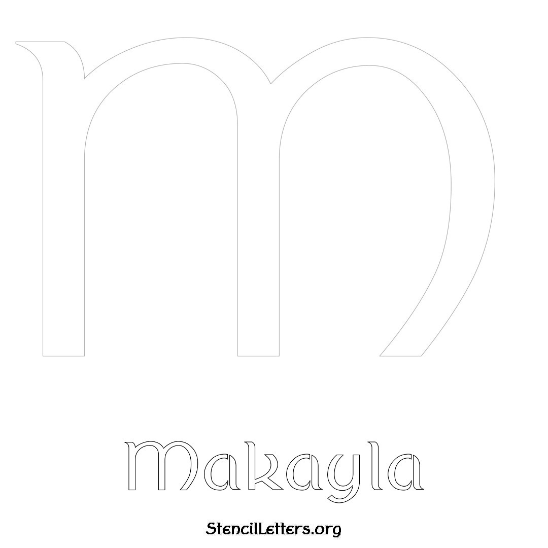 Makayla printable name initial stencil in Ancient Lettering