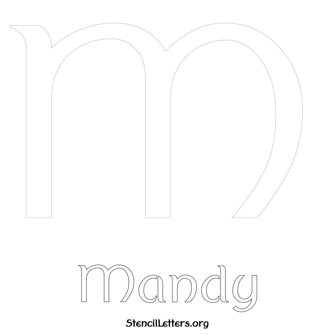 Mandy printable name initial stencil in Ancient Lettering