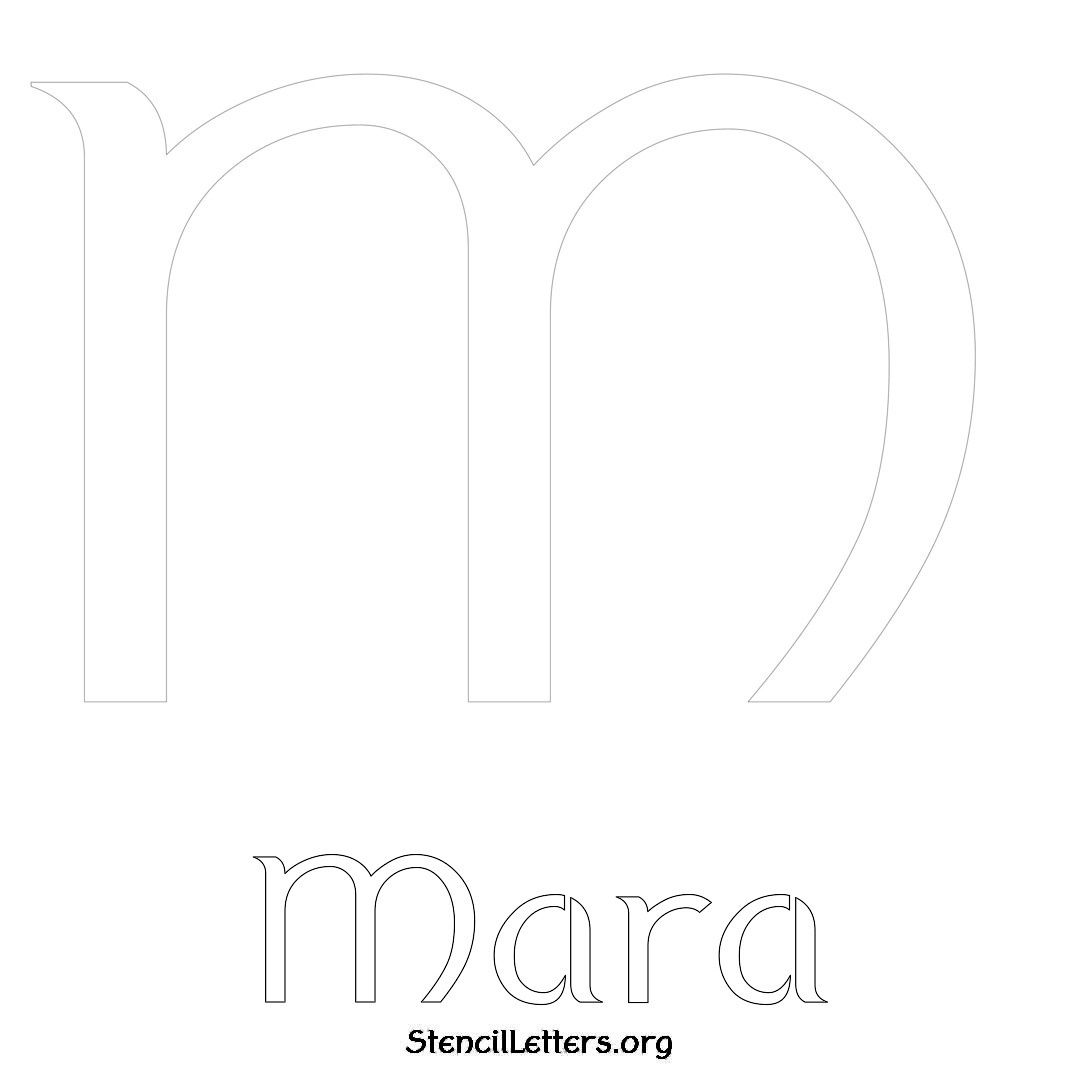 Mara printable name initial stencil in Ancient Lettering