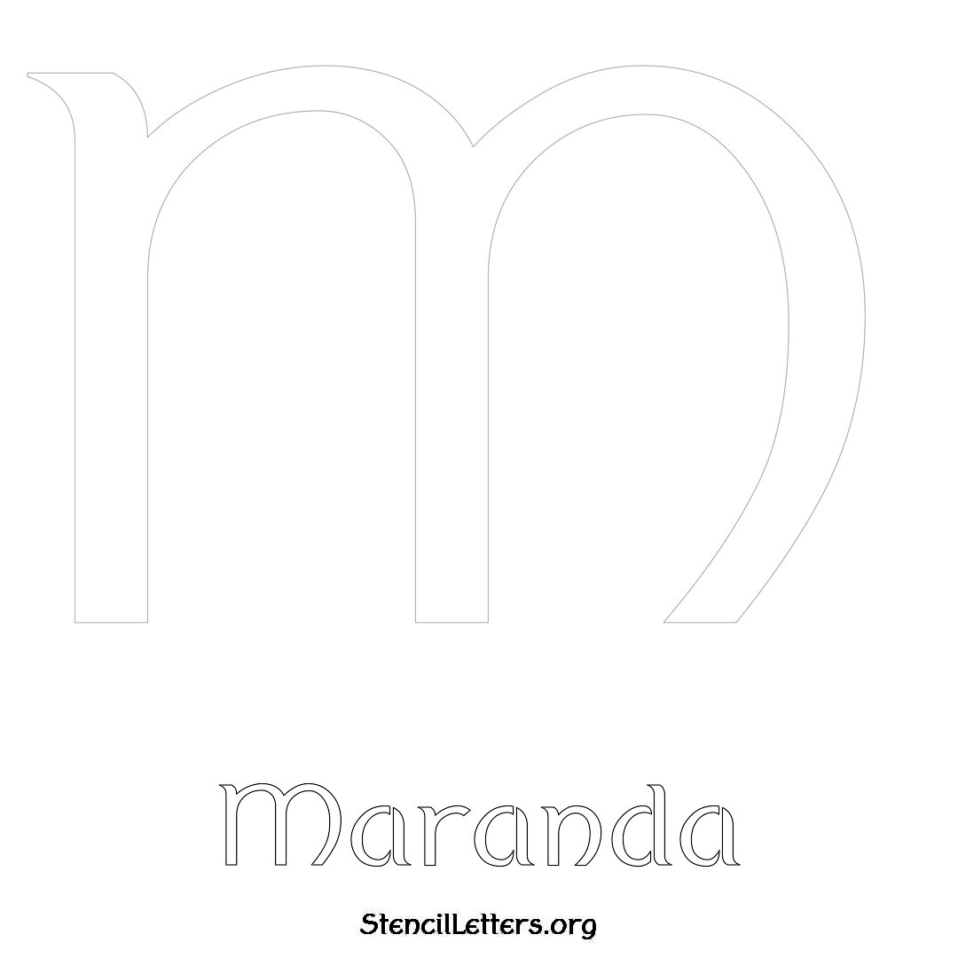 Maranda printable name initial stencil in Ancient Lettering