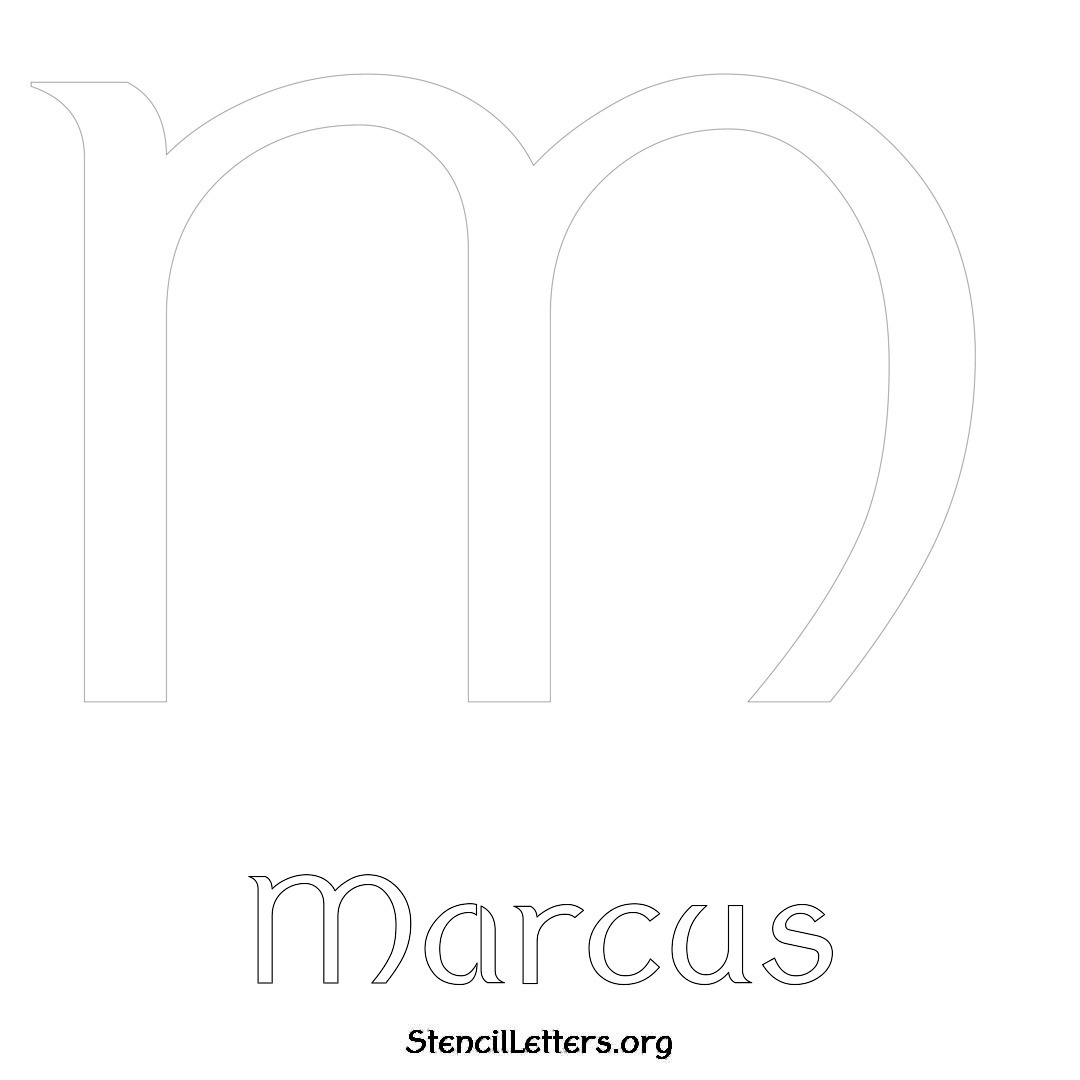 Marcus printable name initial stencil in Ancient Lettering