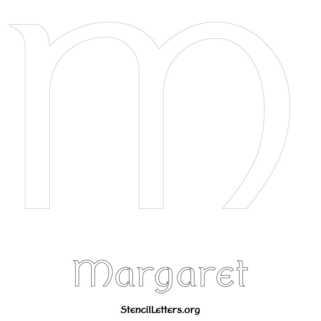 Margaret printable name initial stencil in Ancient Lettering