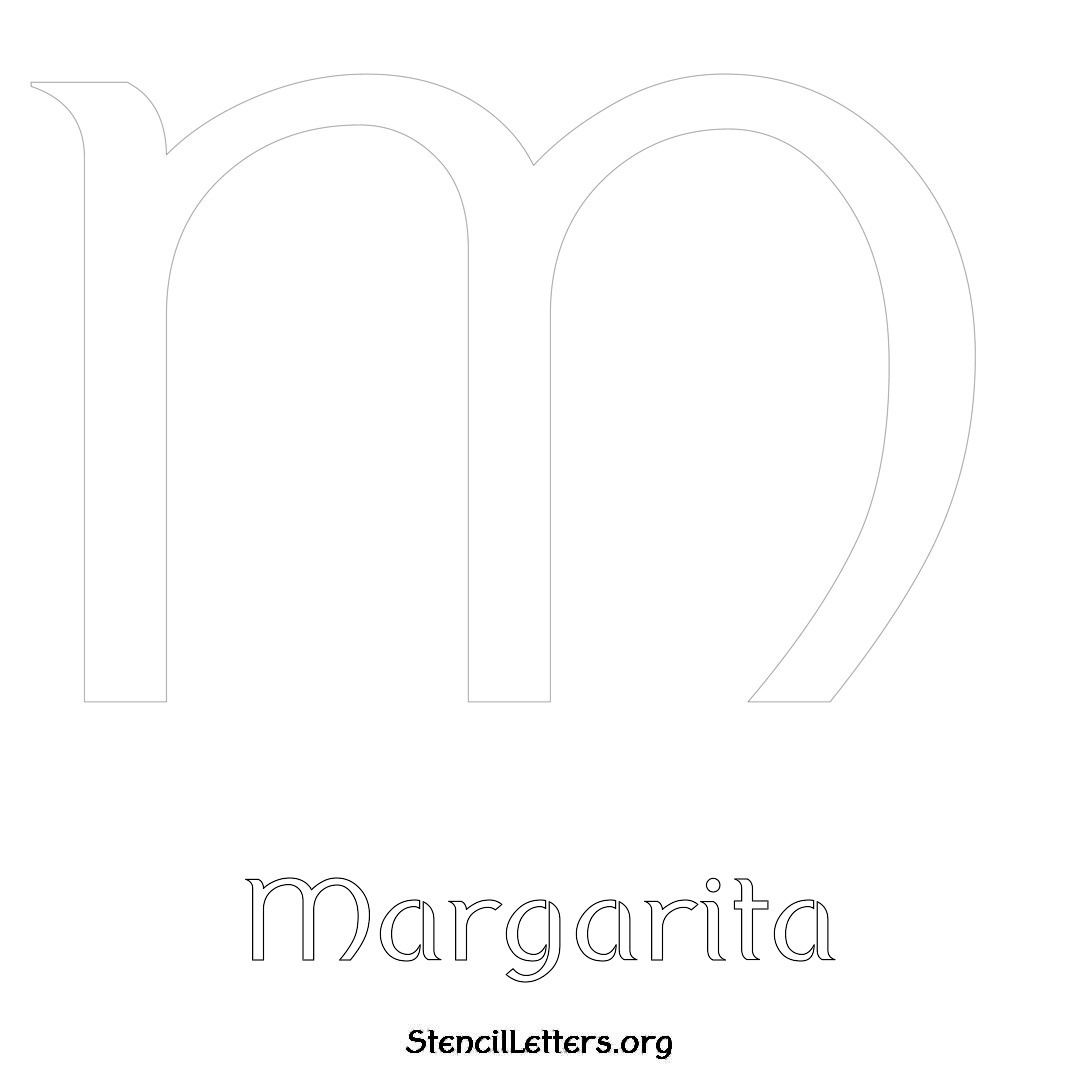 Margarita printable name initial stencil in Ancient Lettering
