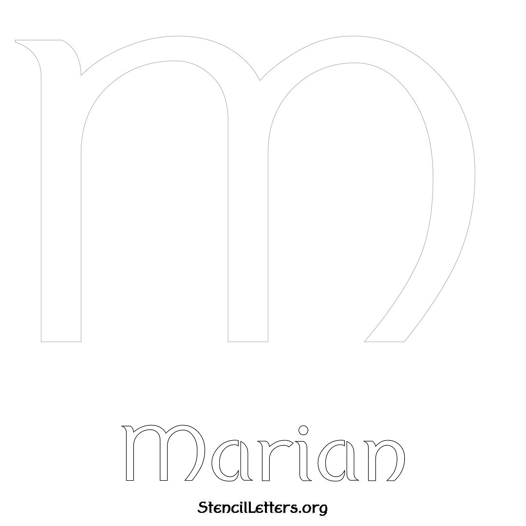 Marian printable name initial stencil in Ancient Lettering