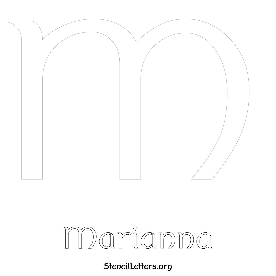 Marianna printable name initial stencil in Ancient Lettering