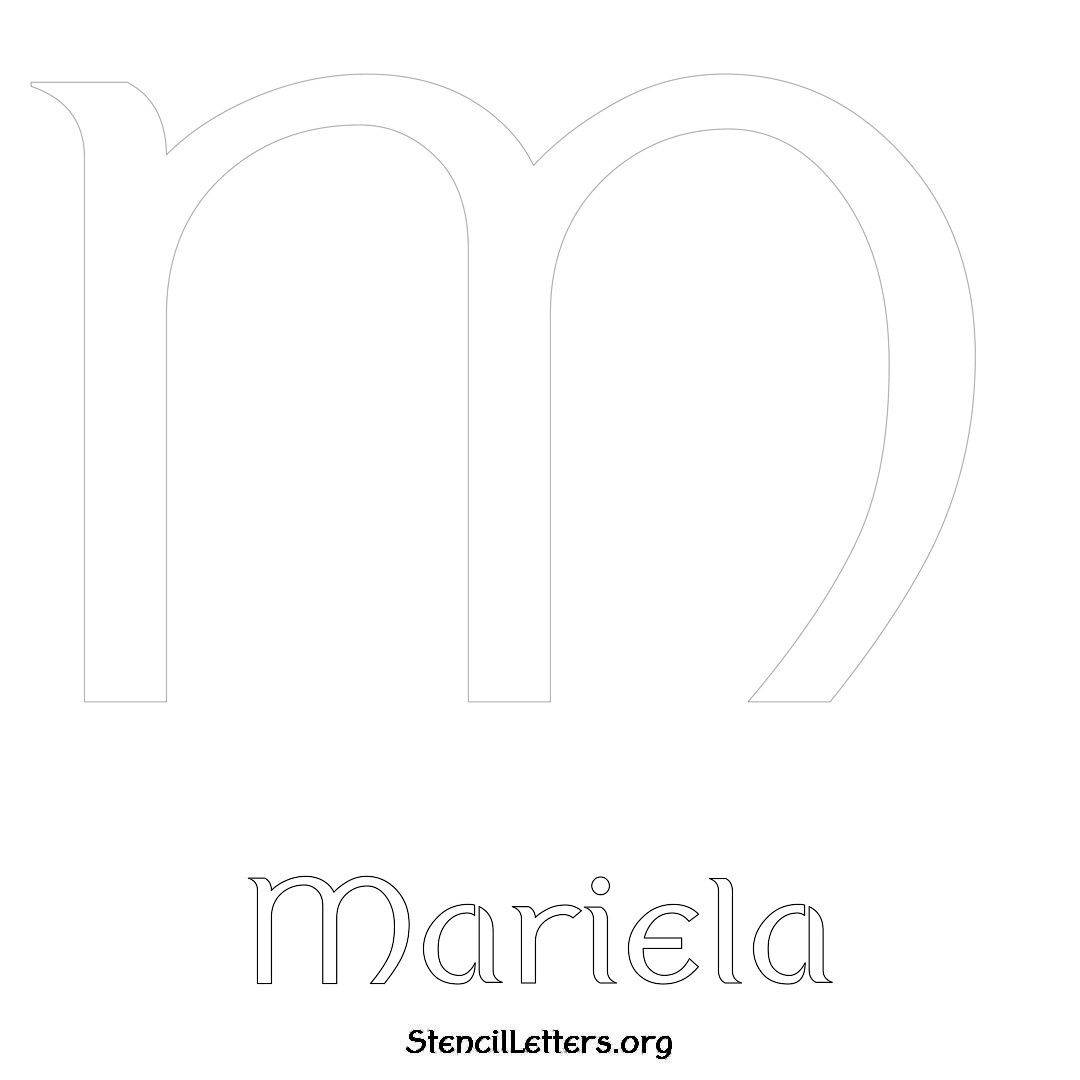 Mariela printable name initial stencil in Ancient Lettering