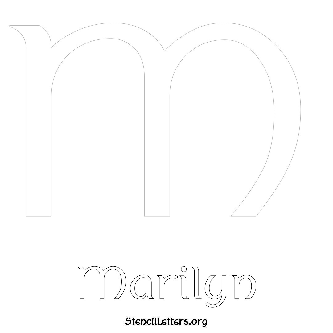 Marilyn printable name initial stencil in Ancient Lettering