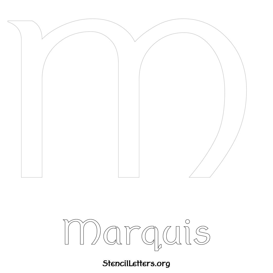 Marquis printable name initial stencil in Ancient Lettering