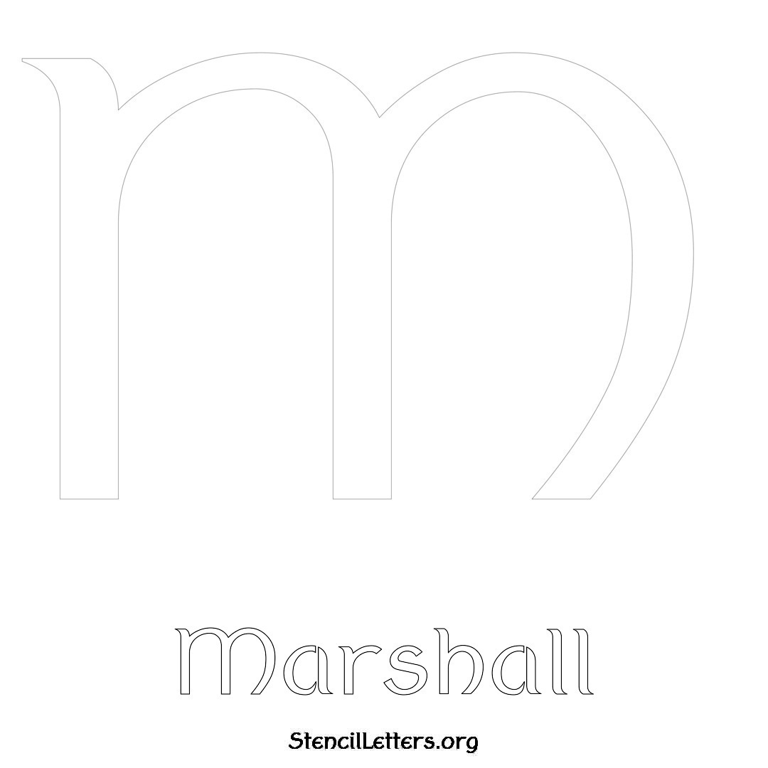 Marshall printable name initial stencil in Ancient Lettering