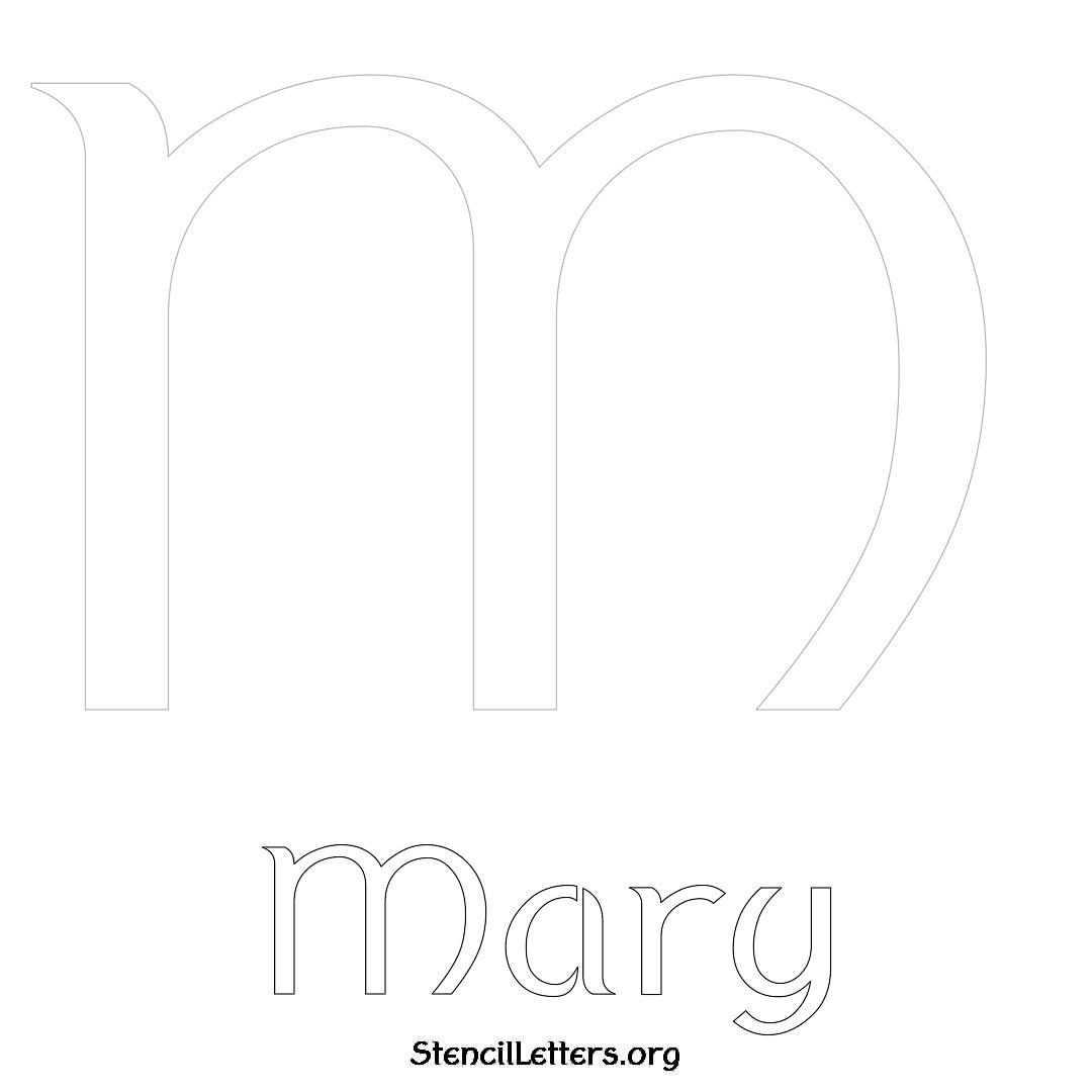 Mary printable name initial stencil in Ancient Lettering