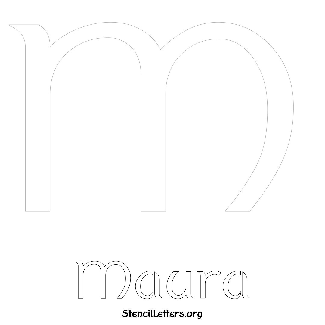 Maura printable name initial stencil in Ancient Lettering