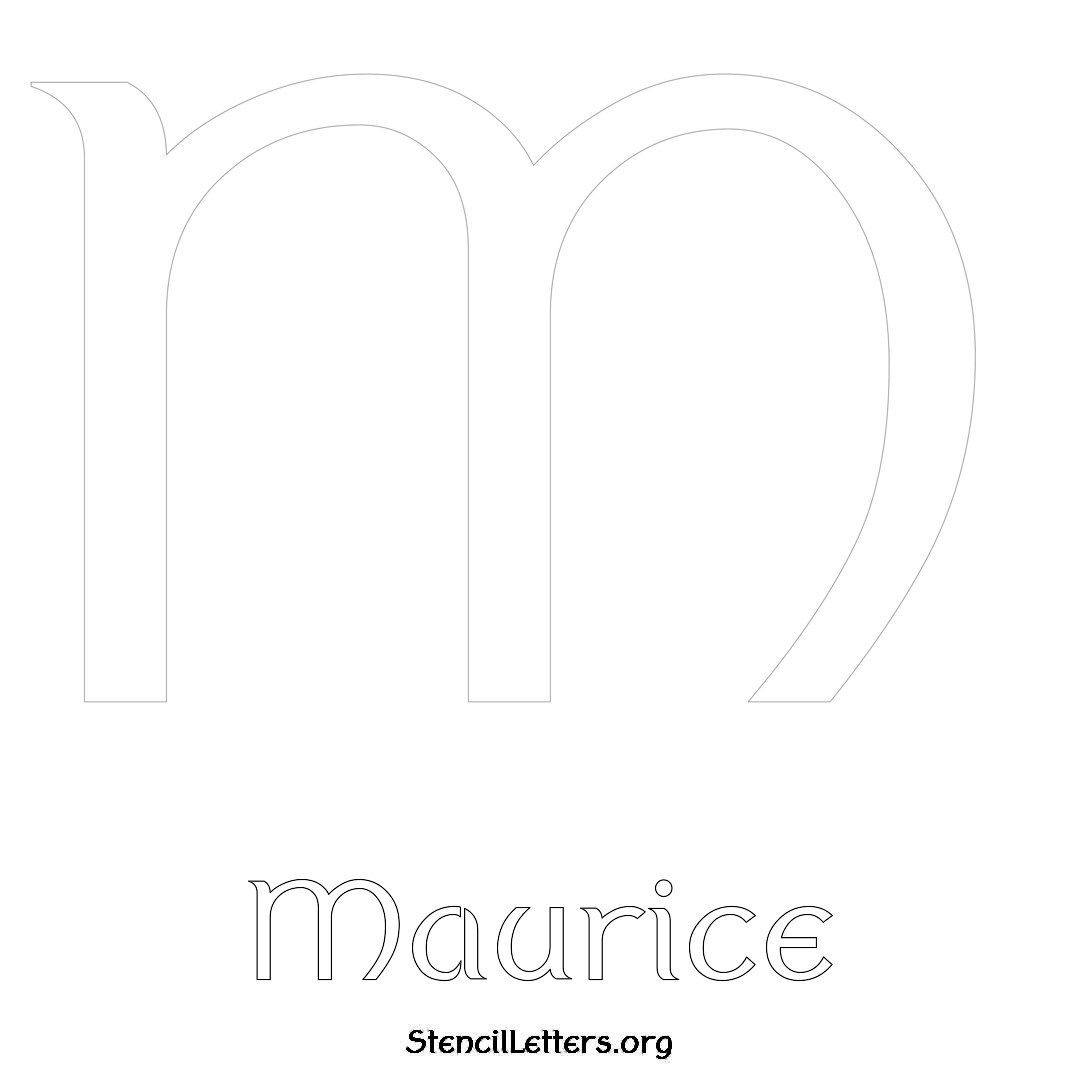 Maurice printable name initial stencil in Ancient Lettering