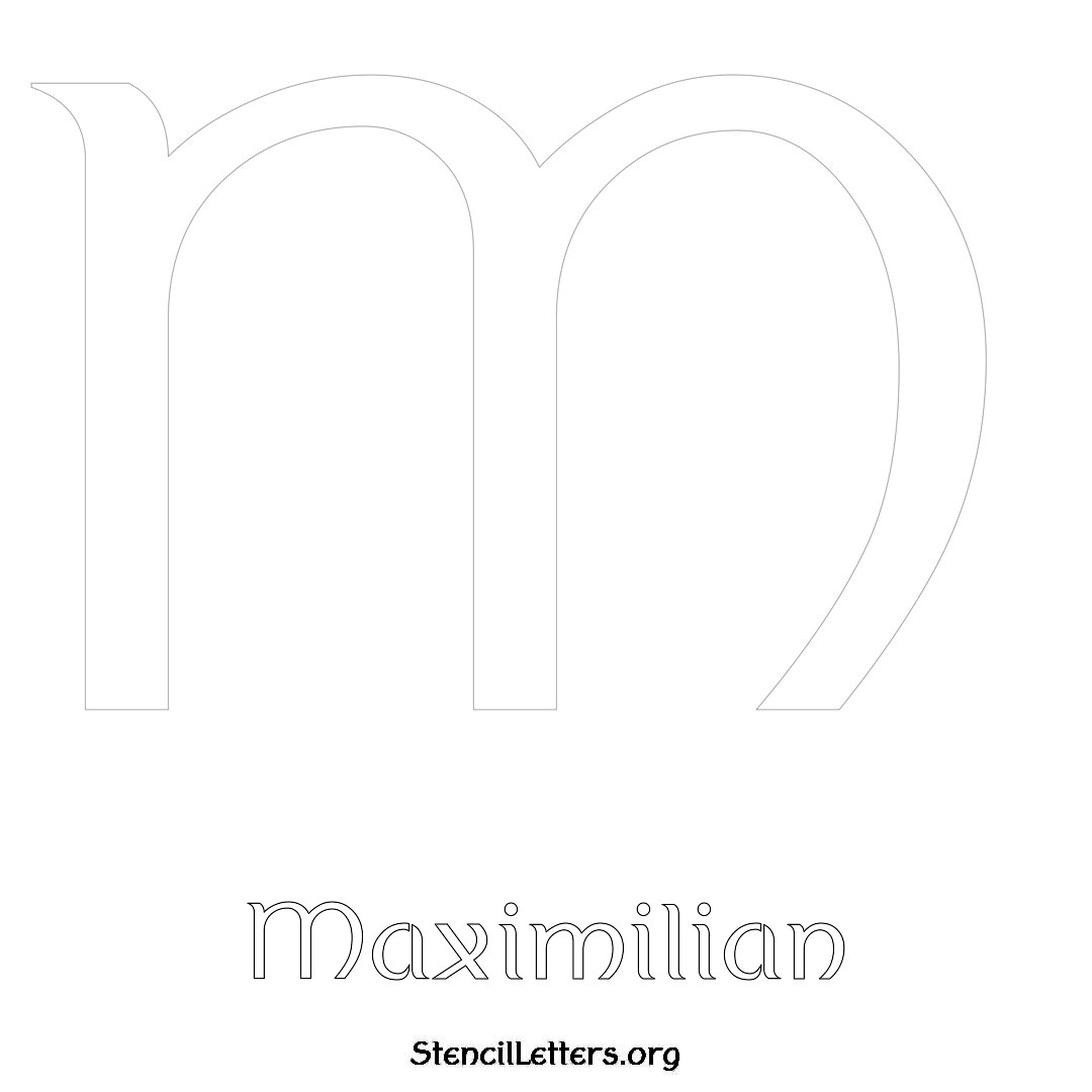 Maximilian printable name initial stencil in Ancient Lettering