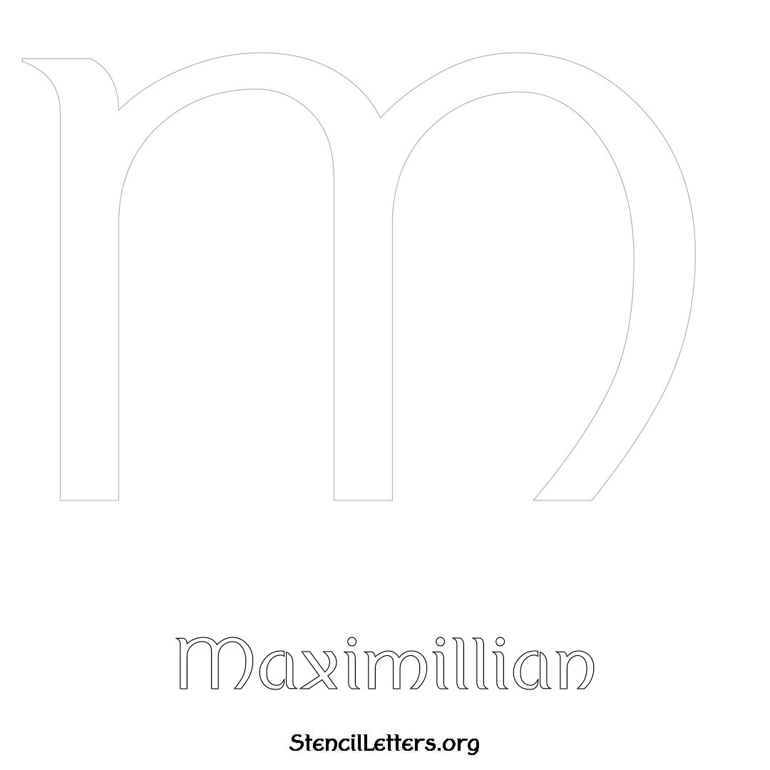 Maximillian printable name initial stencil in Ancient Lettering