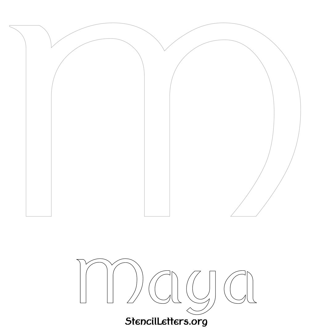 Maya printable name initial stencil in Ancient Lettering