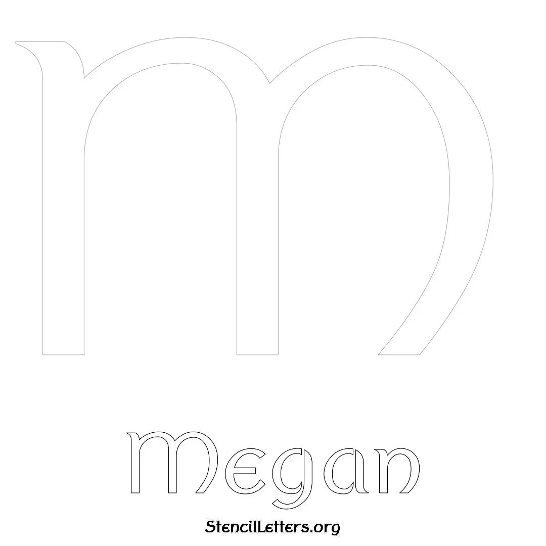 Megan Free Printable Name Stencils with 6 Unique Typography Styles and Lettering Bridges