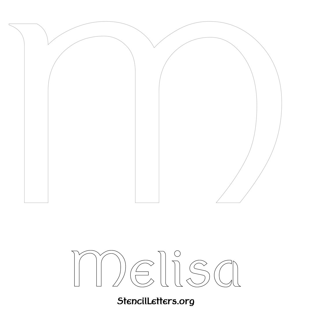 Melisa printable name initial stencil in Ancient Lettering