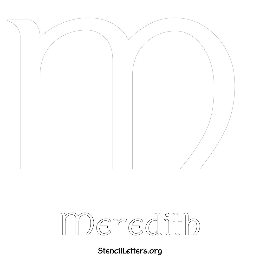 Meredith printable name initial stencil in Ancient Lettering