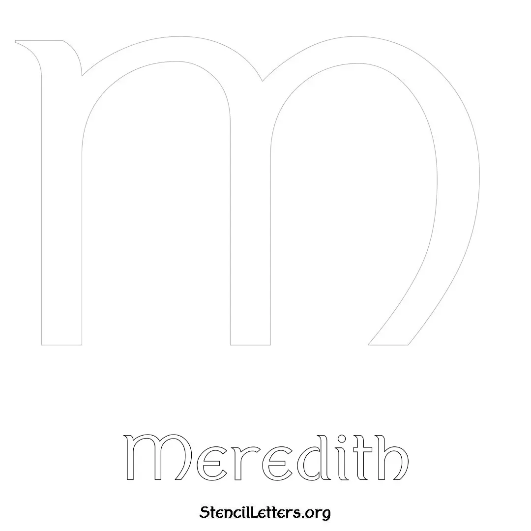 Meredith Free Printable Name Stencils with 6 Unique Typography Styles and Lettering Bridges