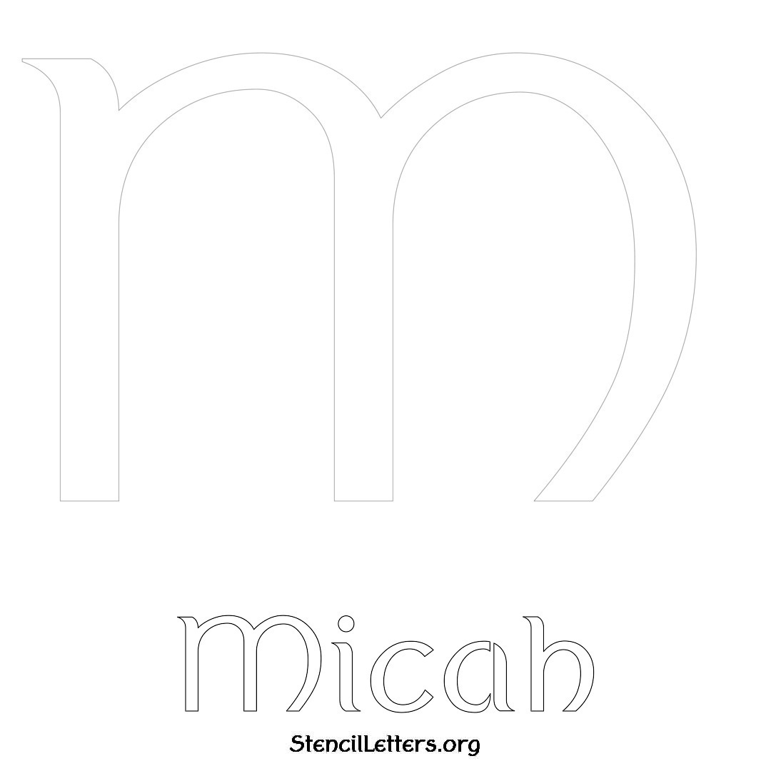 Micah printable name initial stencil in Ancient Lettering