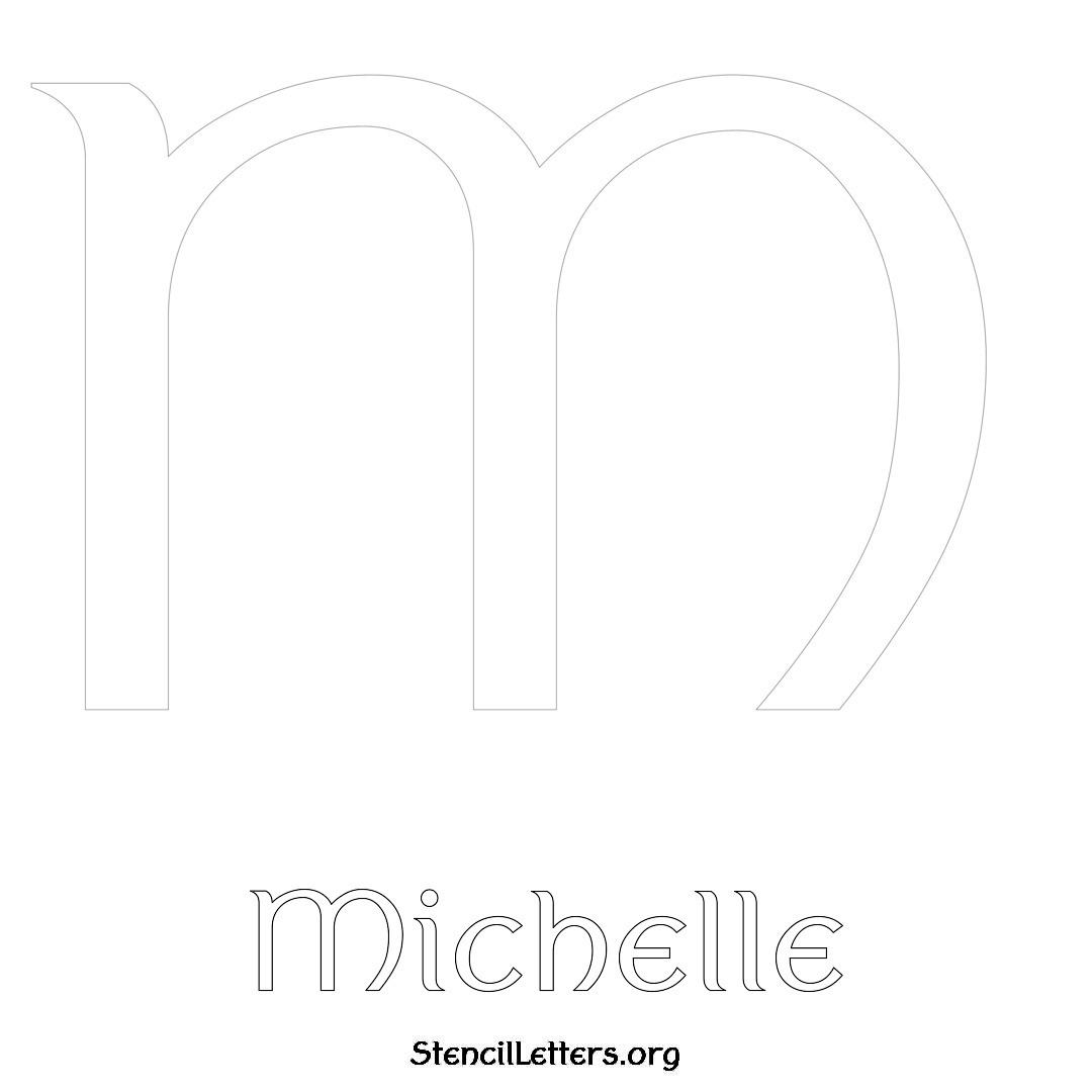 Michelle printable name initial stencil in Ancient Lettering