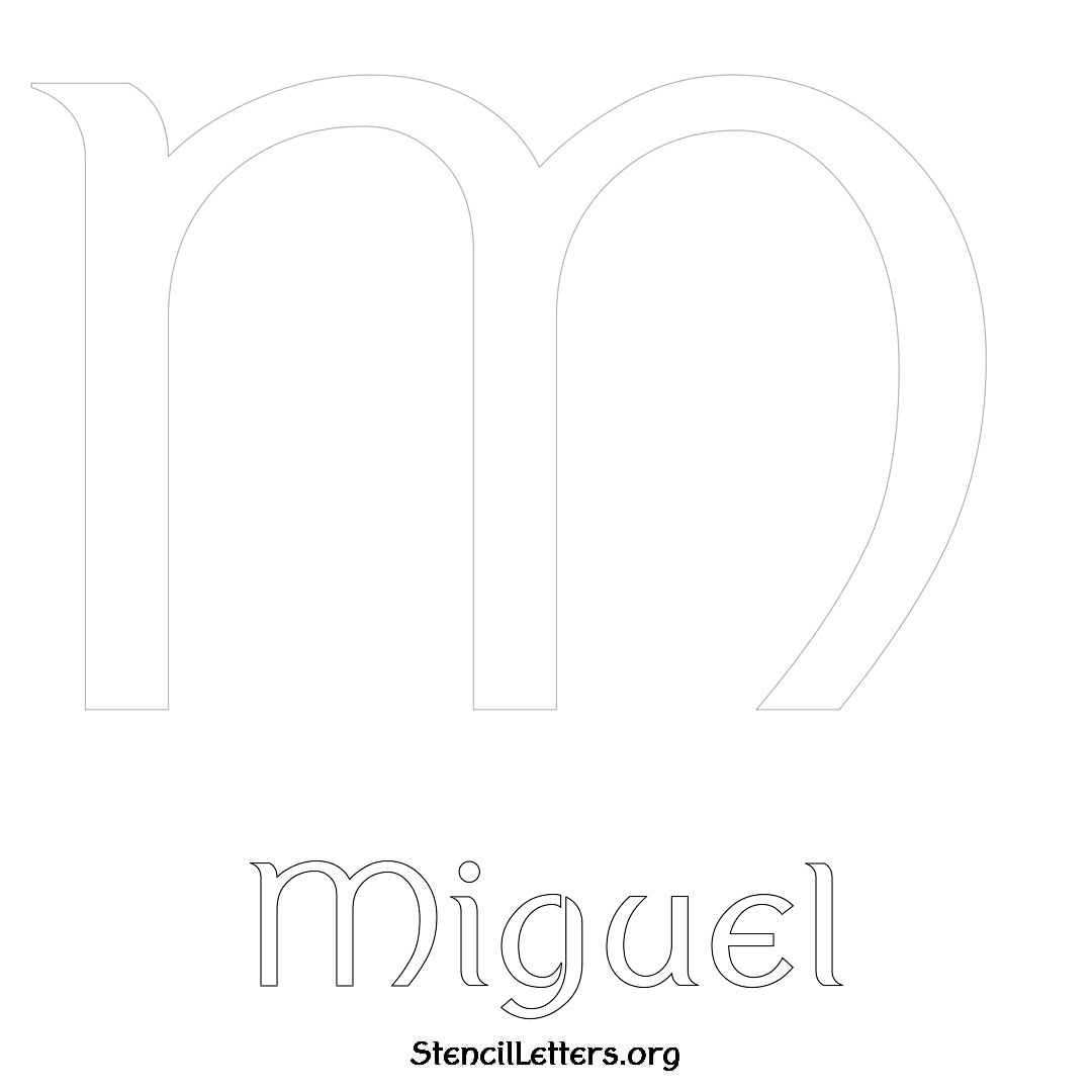 Miguel printable name initial stencil in Ancient Lettering