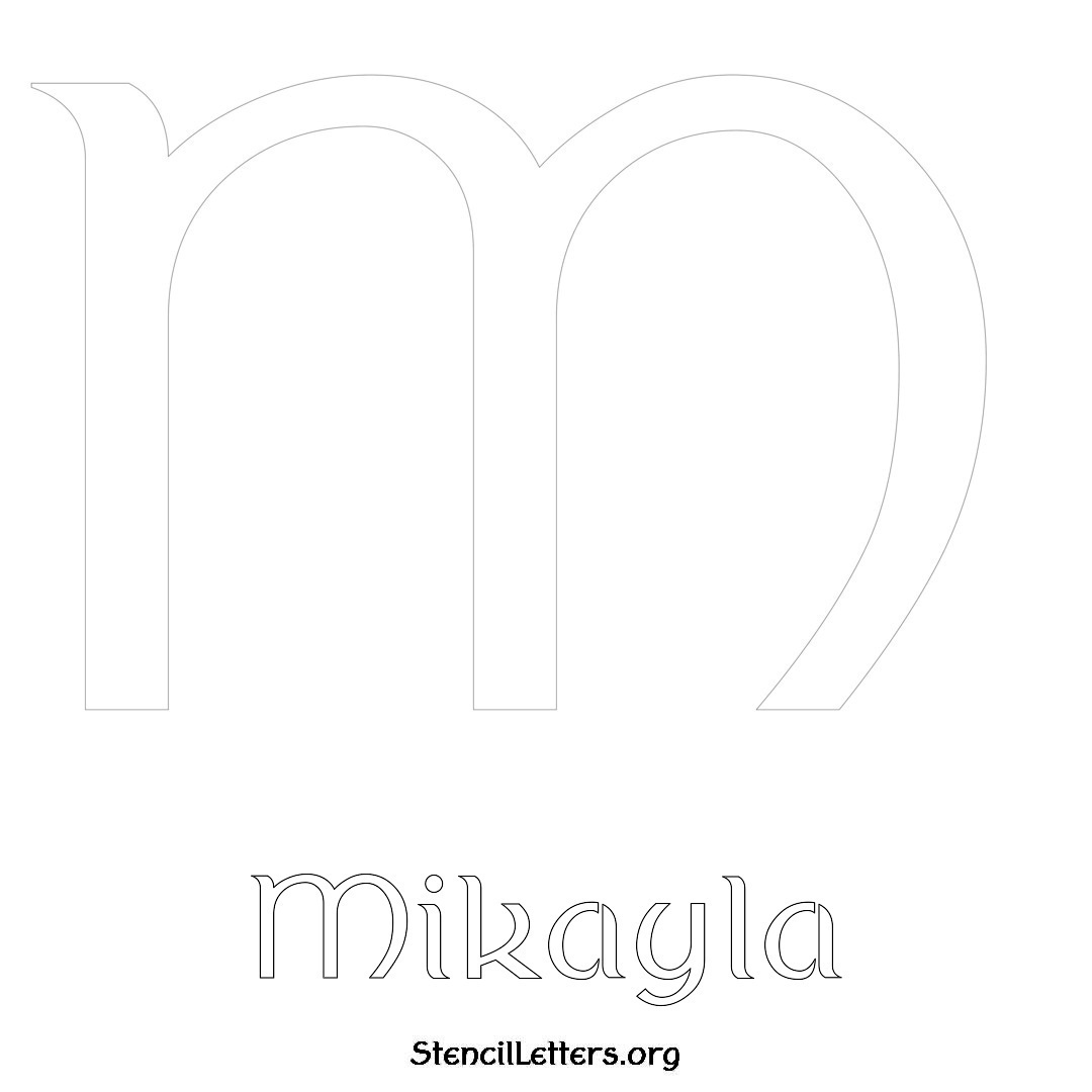 Mikayla printable name initial stencil in Ancient Lettering