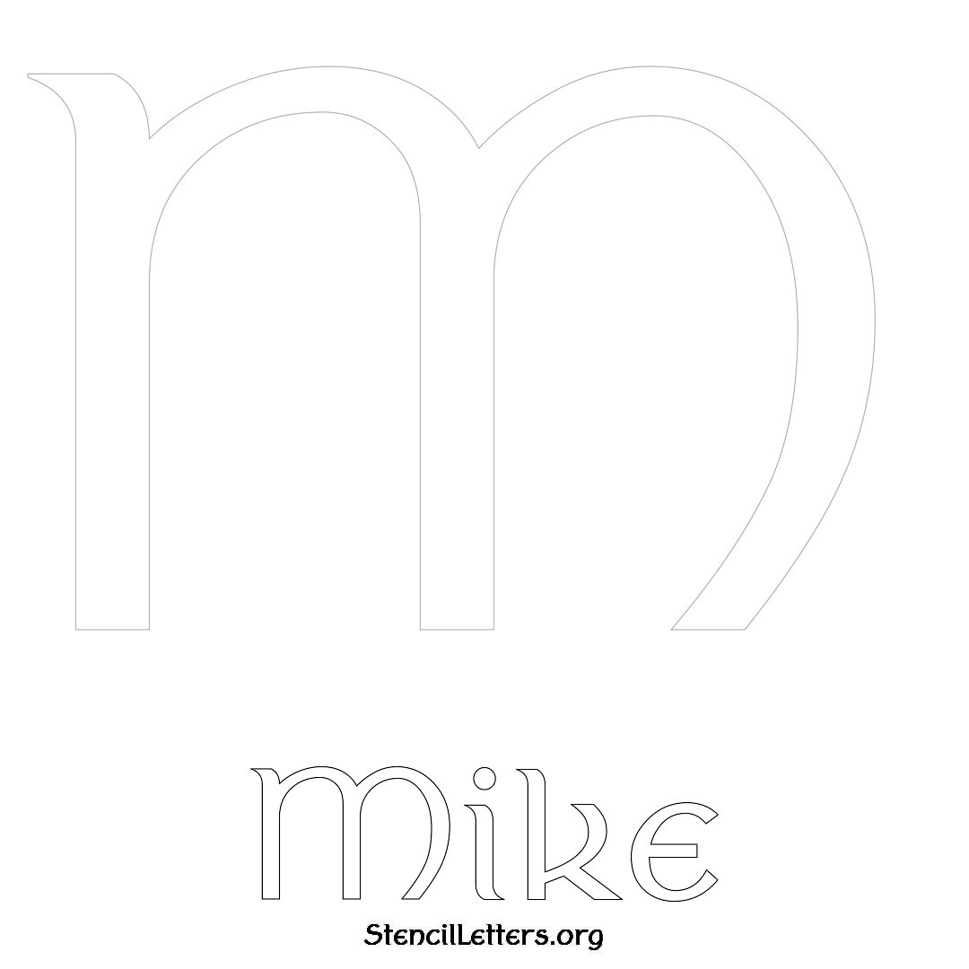 Mike printable name initial stencil in Ancient Lettering