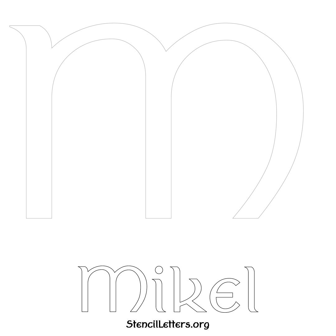 Mikel printable name initial stencil in Ancient Lettering