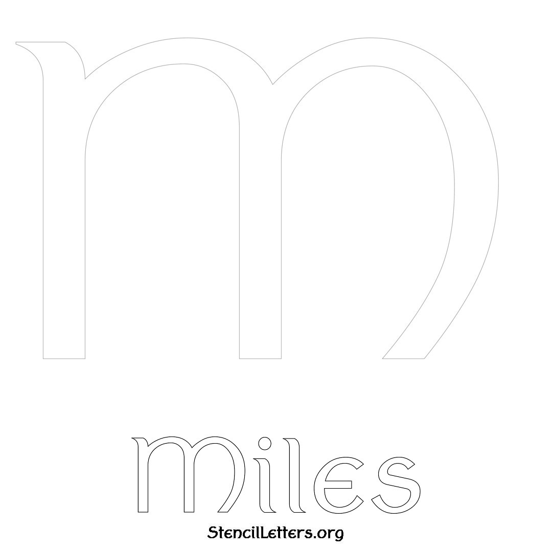Miles printable name initial stencil in Ancient Lettering
