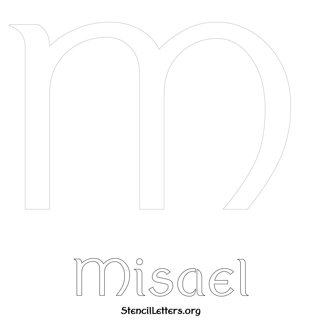 Misael printable name initial stencil in Ancient Lettering