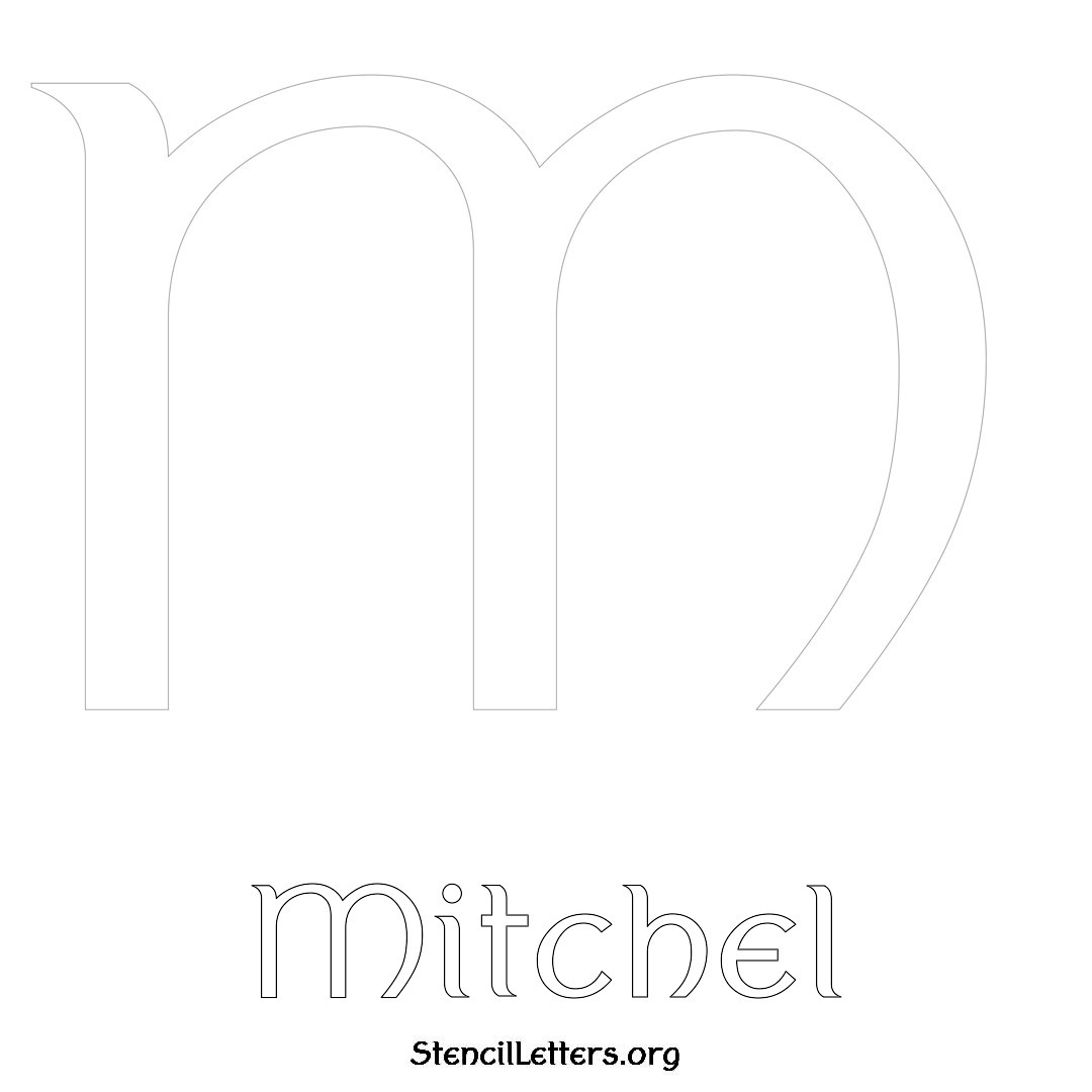 Mitchel printable name initial stencil in Ancient Lettering