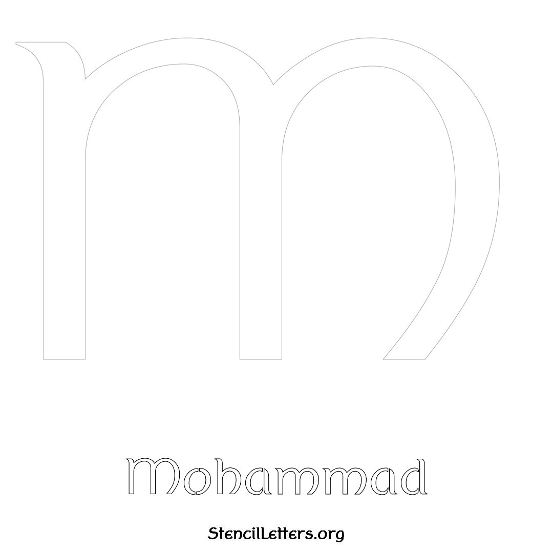 Mohammad printable name initial stencil in Ancient Lettering