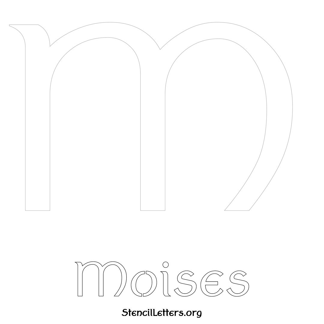 Moises printable name initial stencil in Ancient Lettering