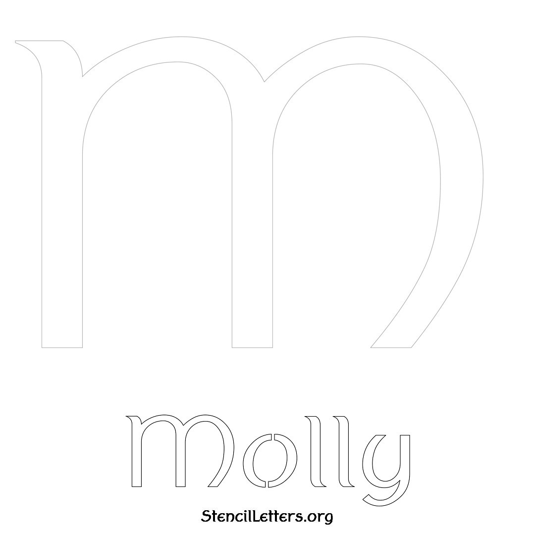 Molly printable name initial stencil in Ancient Lettering