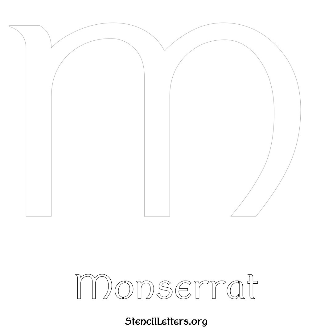 Monserrat printable name initial stencil in Ancient Lettering