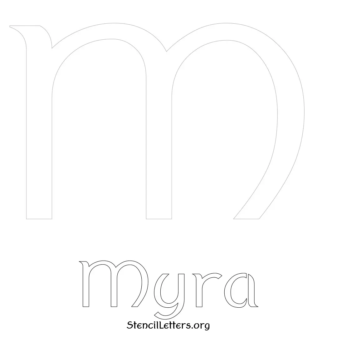 Myra Free Printable Name Stencils with 6 Unique Typography Styles and Lettering Bridges