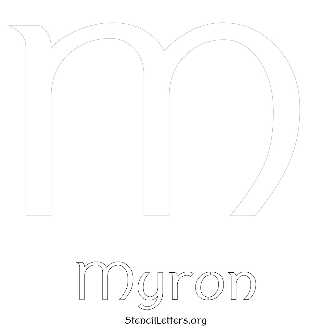 Myron printable name initial stencil in Ancient Lettering