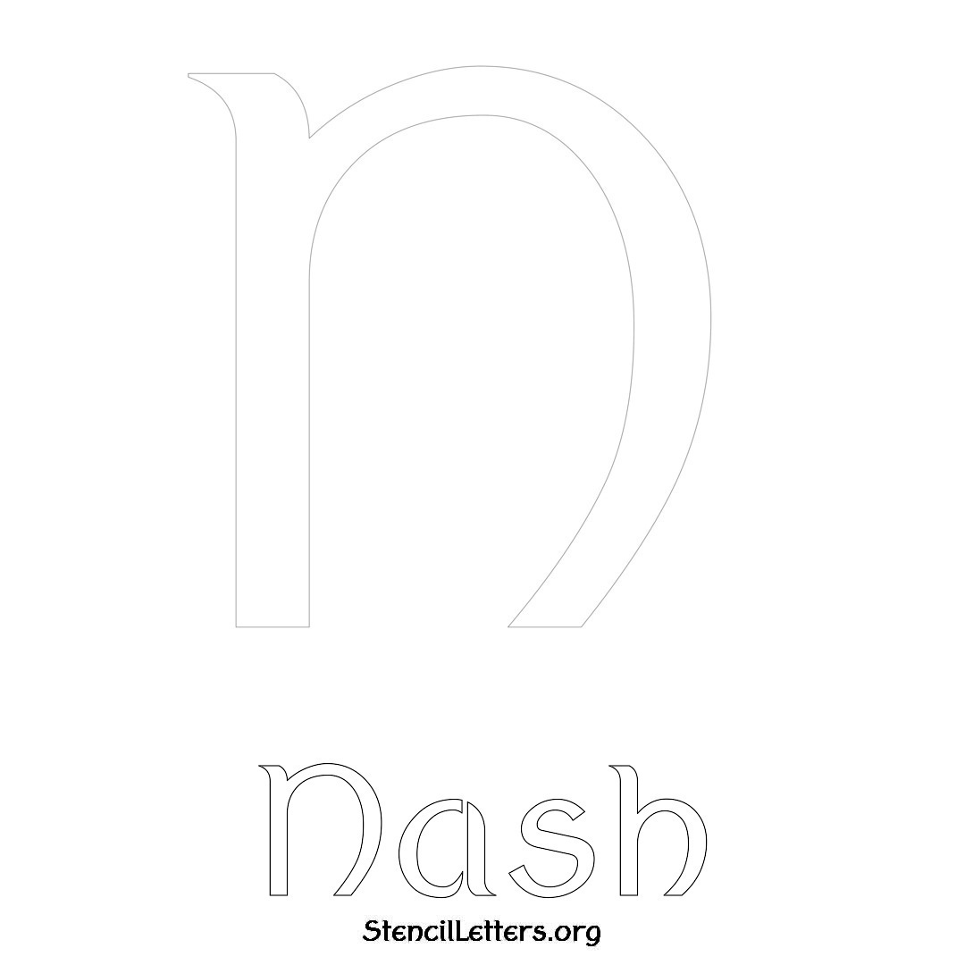 Nash printable name initial stencil in Ancient Lettering